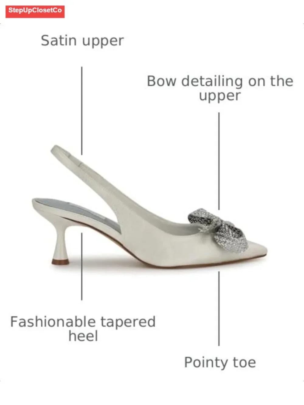 Nine West Rills Satin Slingback Pumps Pointy Toe 2.17